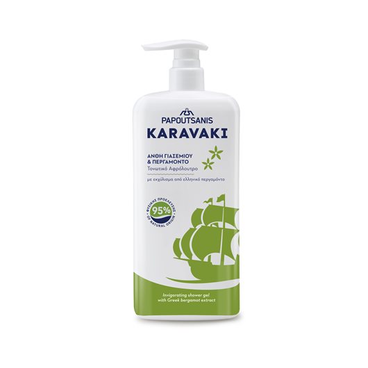 KARAVAKI SHOWER GEL JASMINE BLOSSOM & BERGAMOT 750ml INVIGORATING SHOWER GEL 