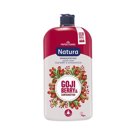 NATURA Liquid Soap Bottle Refill Σανδαλόξυλο & Goji berry 900ml