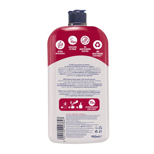 NATURA Liquid Soap Bottle Refill Σανδαλόξυλο & Goji berry 900ml